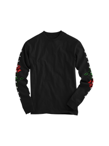 MADDTHELIN: ROSE LONG SLEEVE (BLACK) T-SHIRT